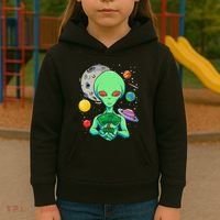 Space Day Celebration Cosmic Alien Tree Of Life Earth Day Kids Hoodie thumb 3