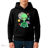 Space Day Celebration Cosmic Alien Tree Of Life Earth Day Kids Hoodie thumb 4