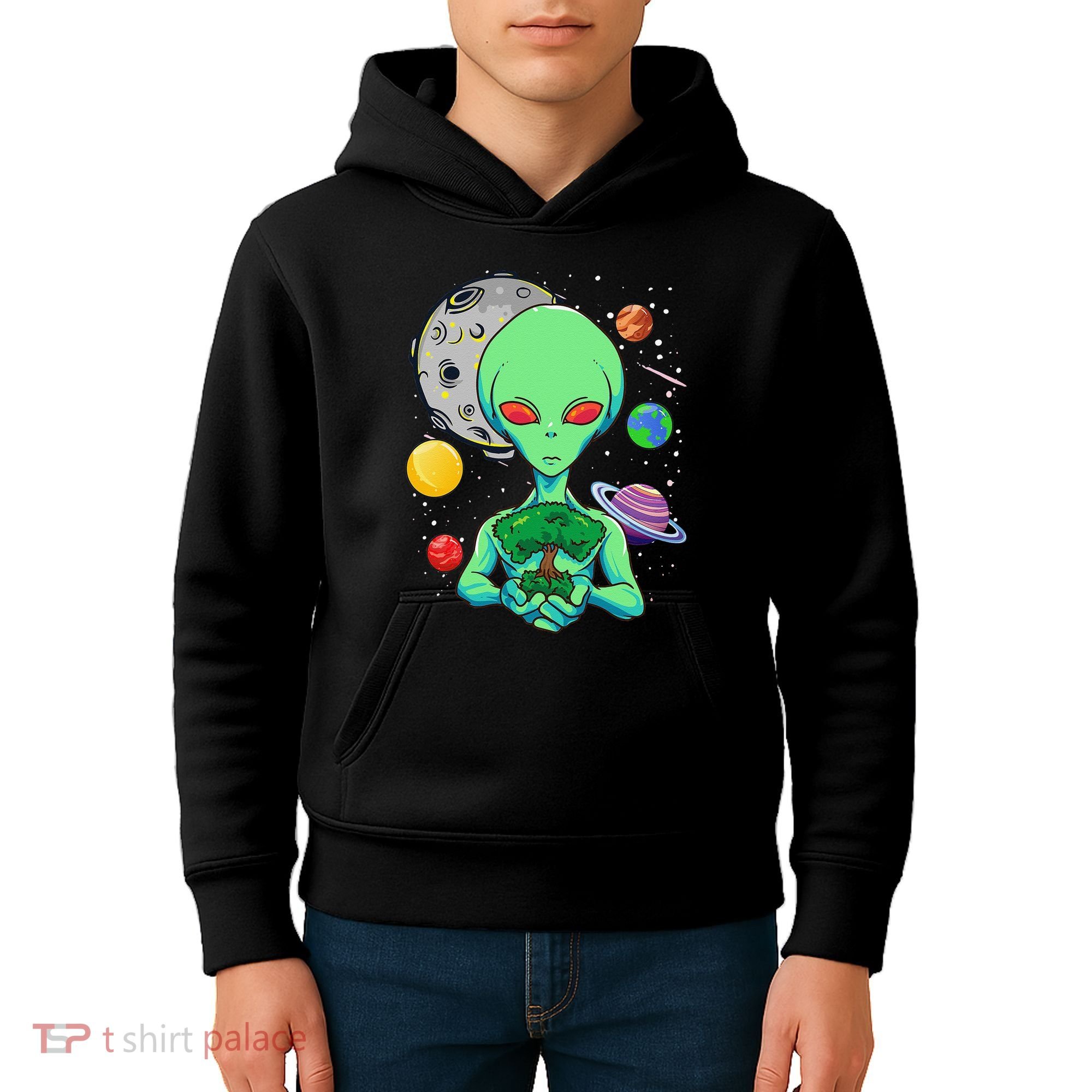 Space Day Celebration Cosmic Alien Tree Of Life Earth Day Kids Hoodie