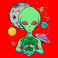 Space Day Celebration Cosmic Alien Tree Of Life Earth Day Santa Hat thumb 1
