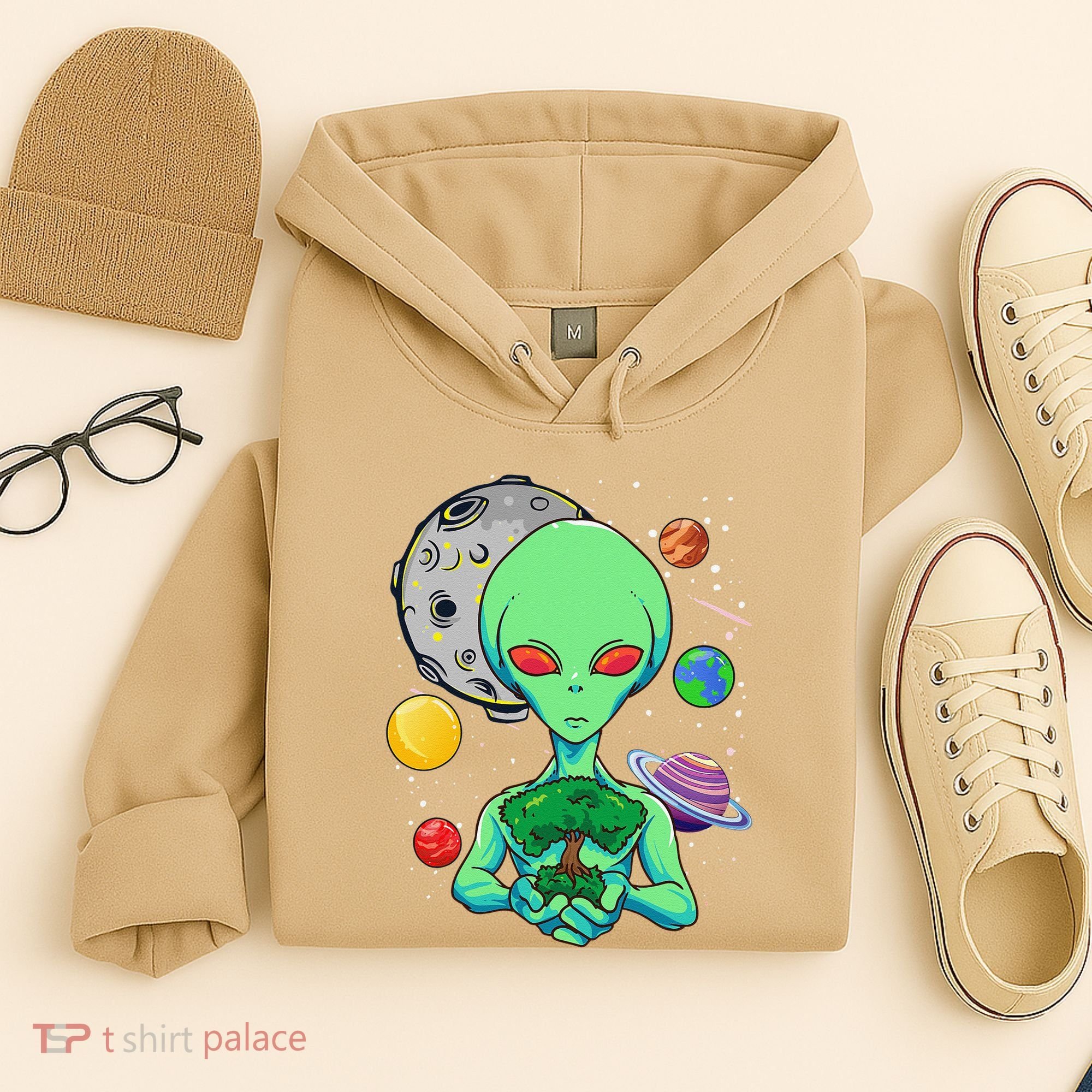 Space Day Celebration Cosmic Alien Tree Of Life Earth Day Hoodie