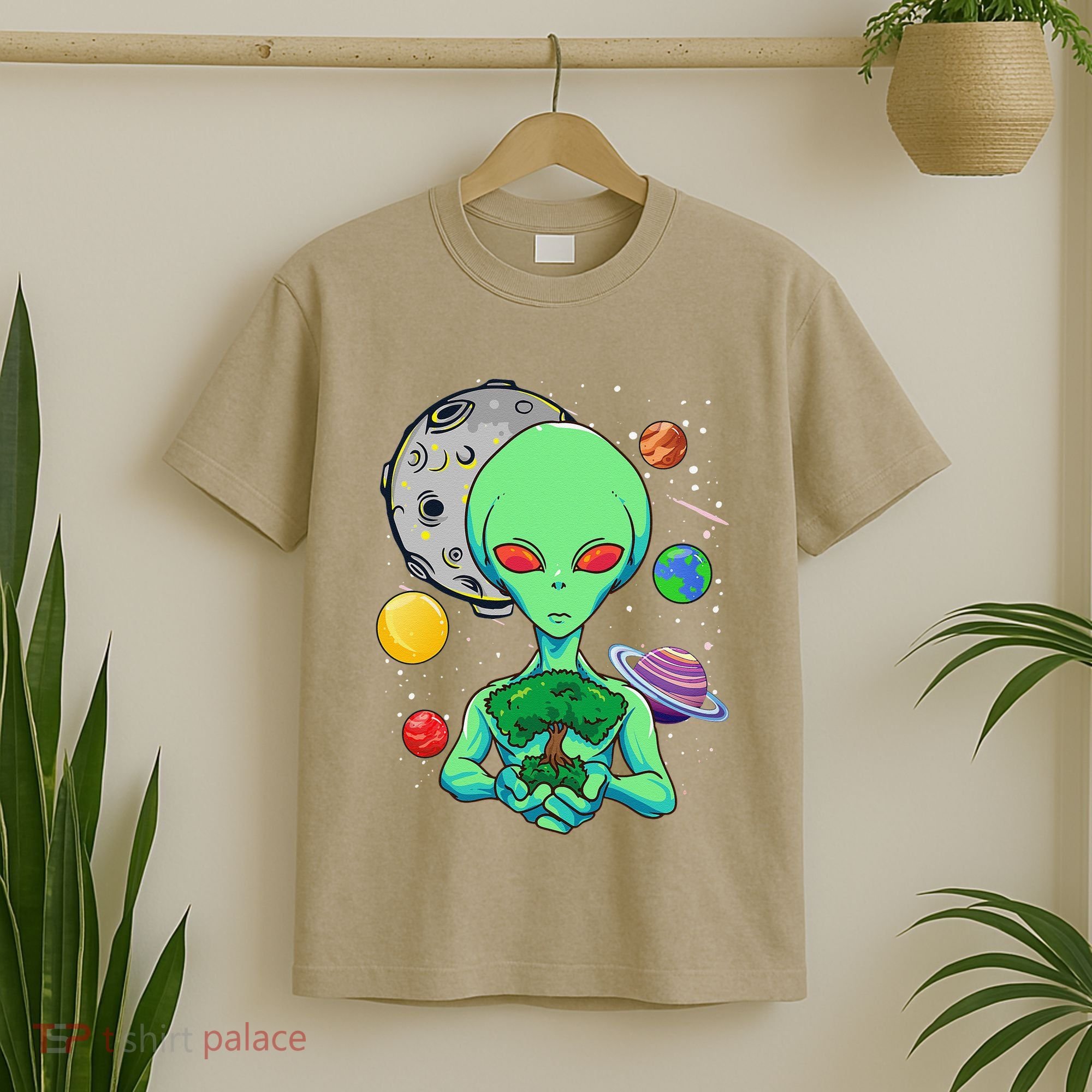 Space Day Celebration Cosmic Alien Tree Of Life Earth Day T-Shirt