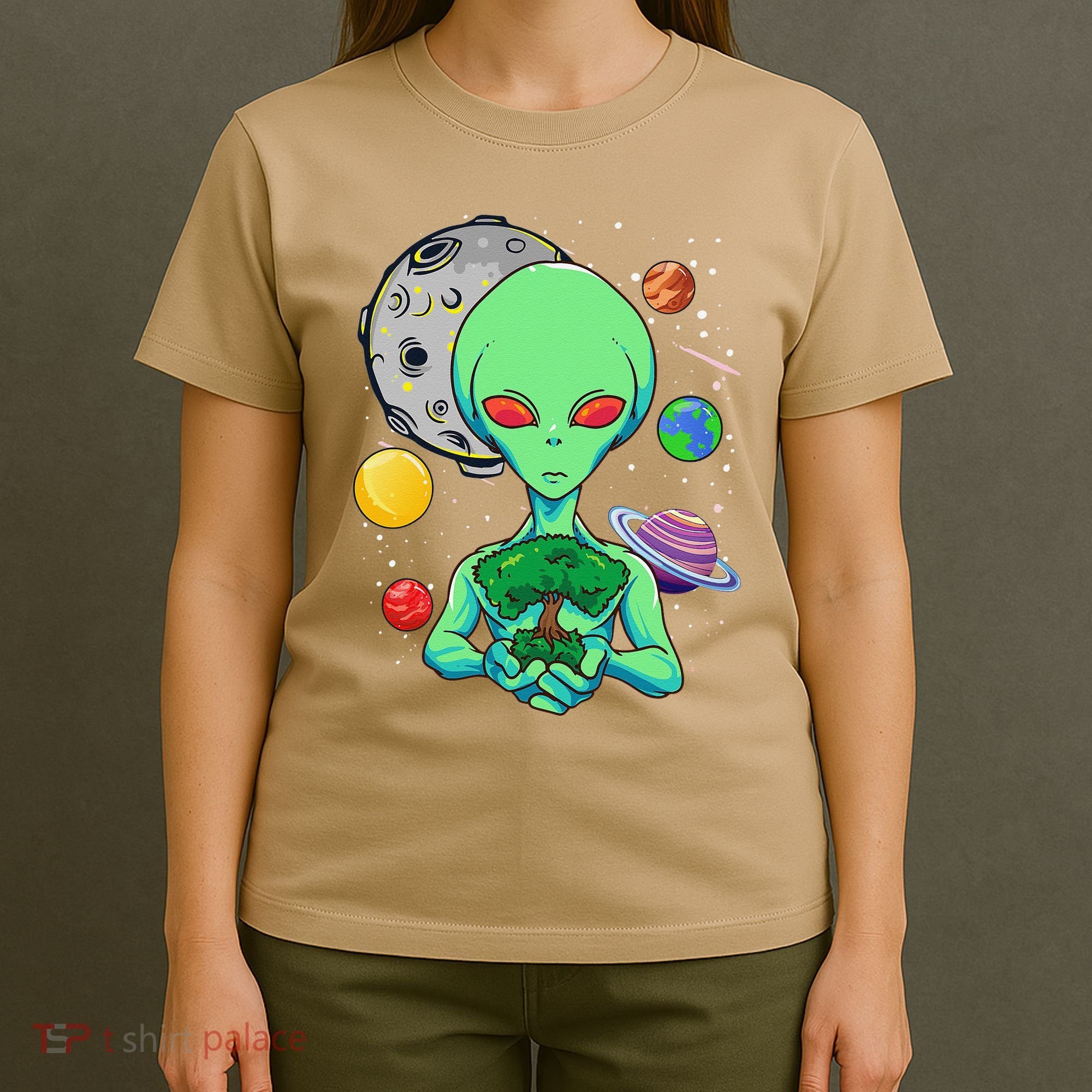 Space Day Celebration Cosmic Alien Tree Of Life Earth Day T-Shirt