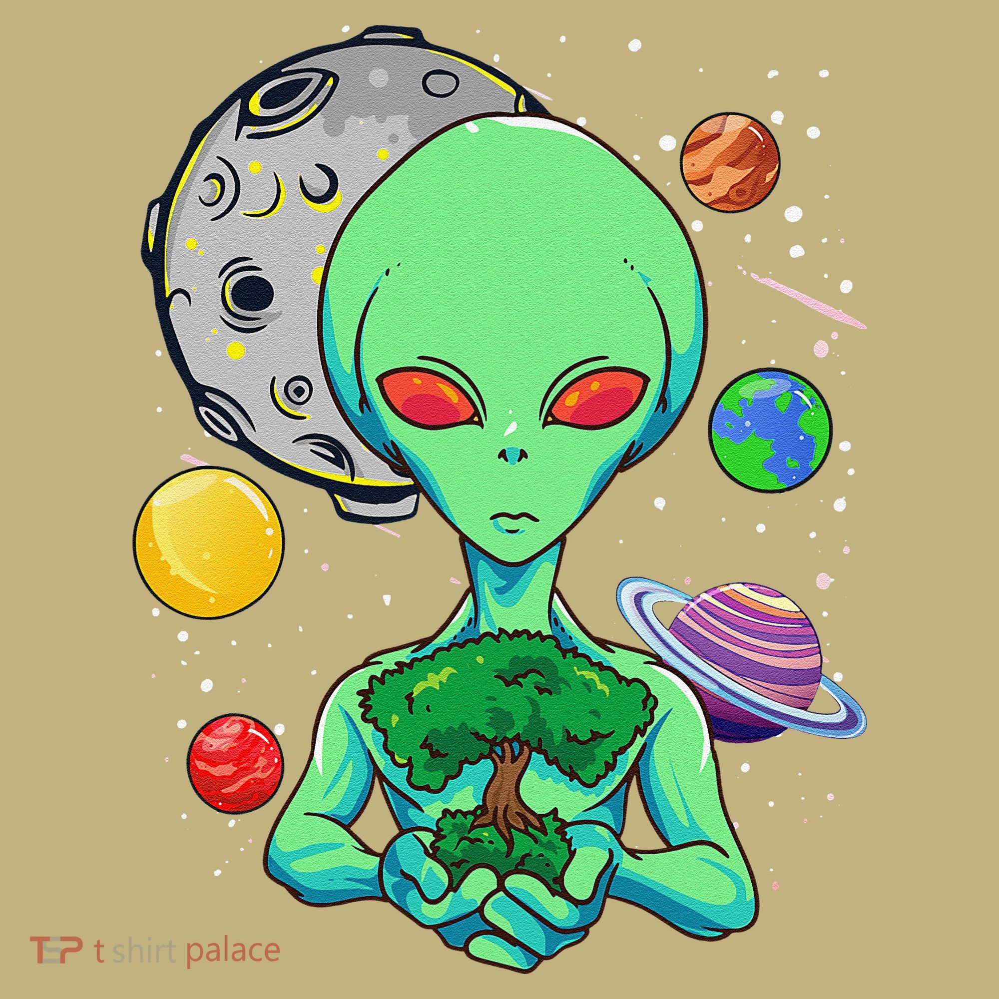 Space Day Celebration Cosmic Alien Tree Of Life Earth Day T-Shirt