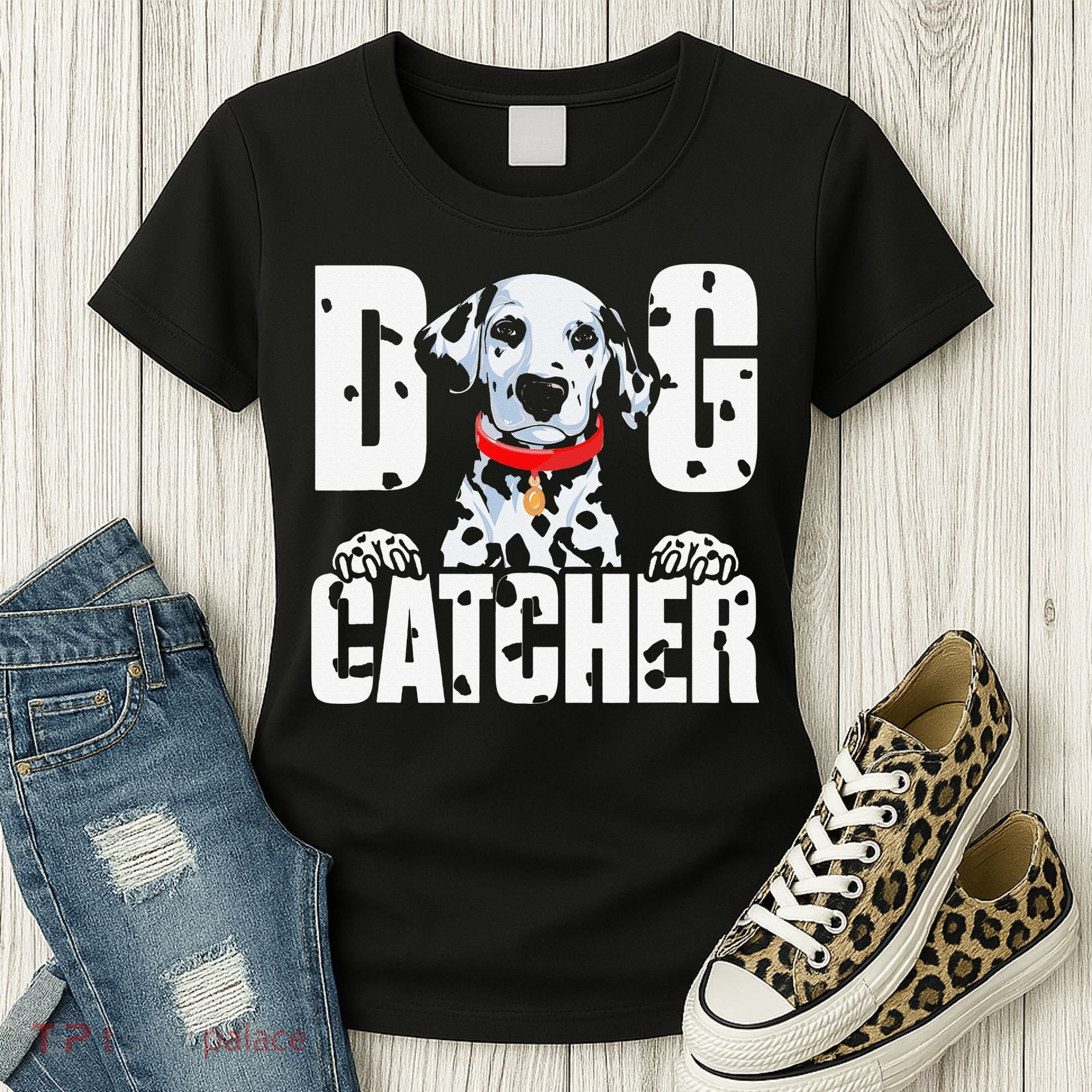 Soft Dog Catcher Costume Dalmatian Easy Family Women's T-Shirt