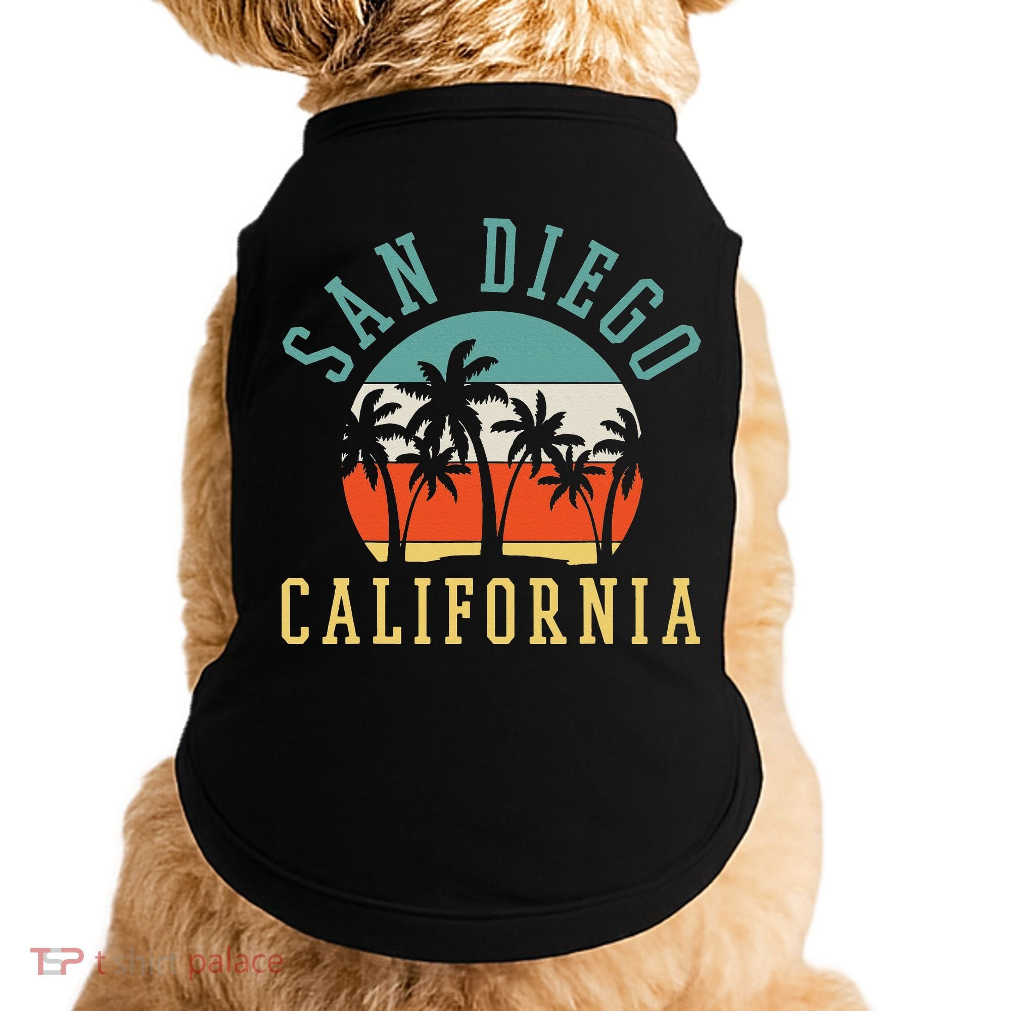 San Diego California Summer Vacation Retro Doggie Tank