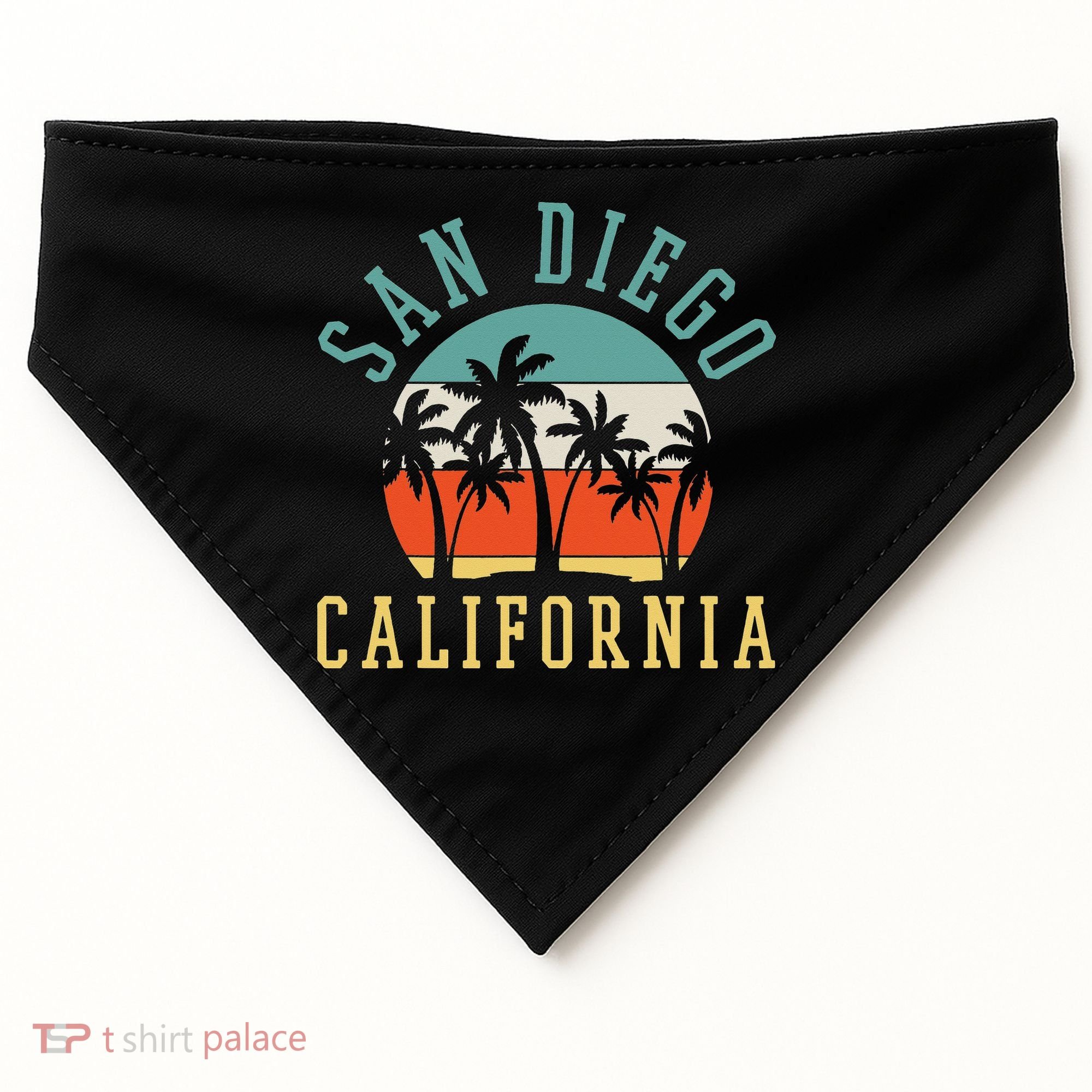 San Diego California Summer Vacation Retro USA-Made Doggie Bandana