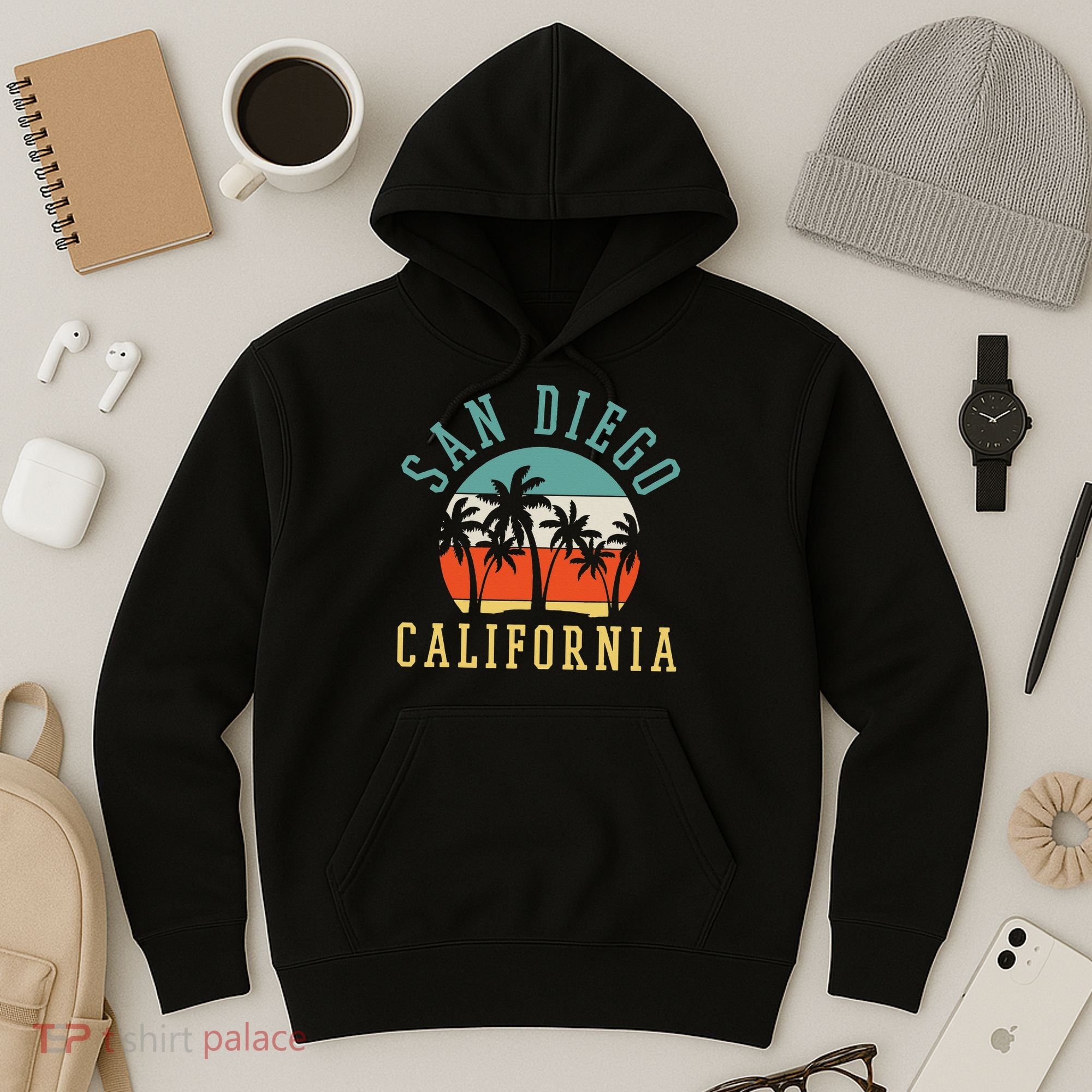 San Diego California Summer Vacation Retro Hoodie