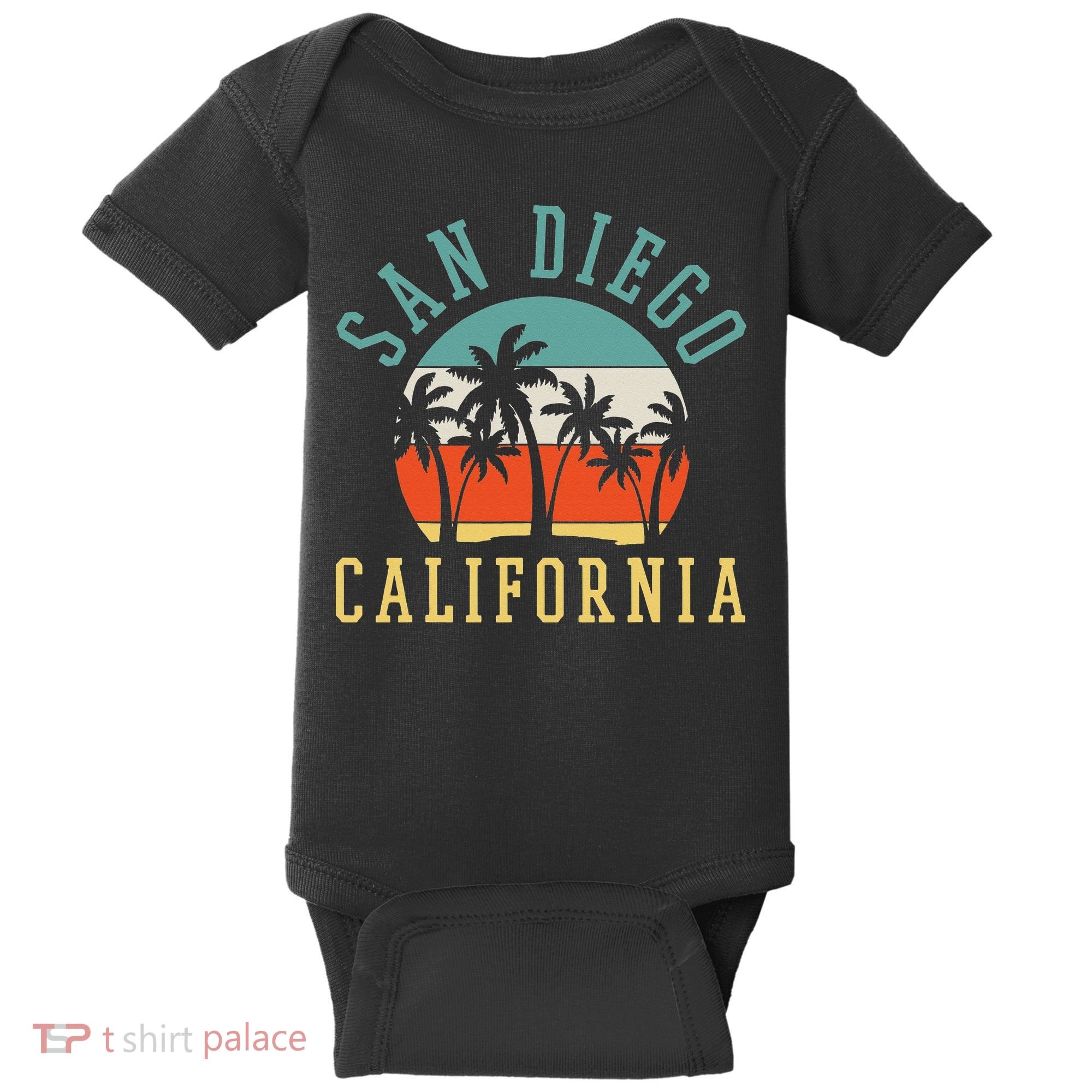 San Diego California Summer Vacation Retro Baby Bodysuit