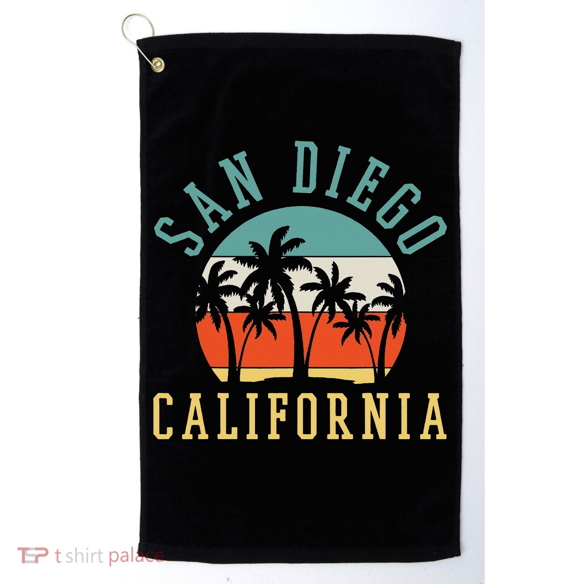 San Diego California Summer Vacation Retro Golf Towel