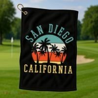 San Diego California Summer Vacation Retro Golf Towel thumb 1