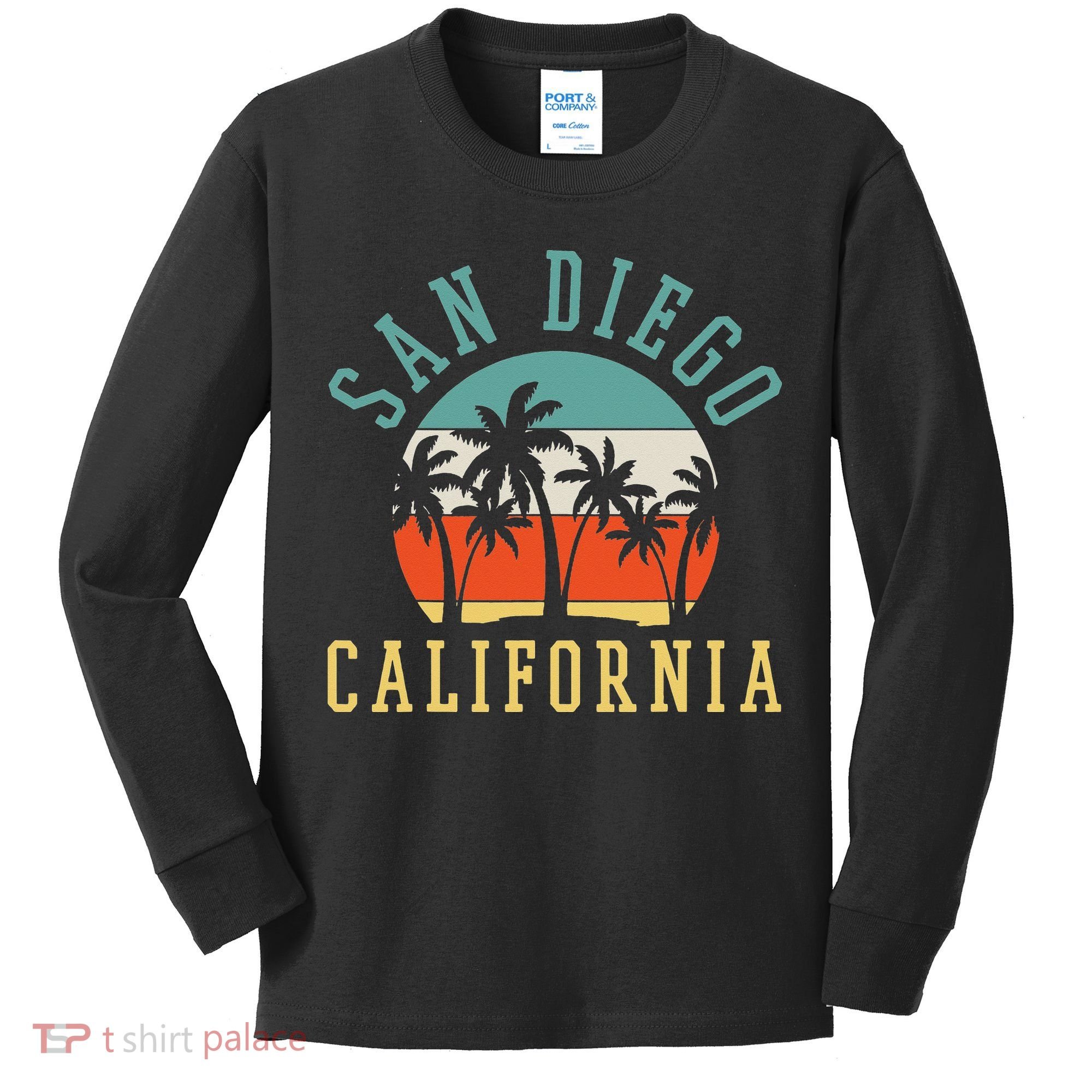 San Diego California Summer Vacation Retro Kids Long Sleeve Shirt