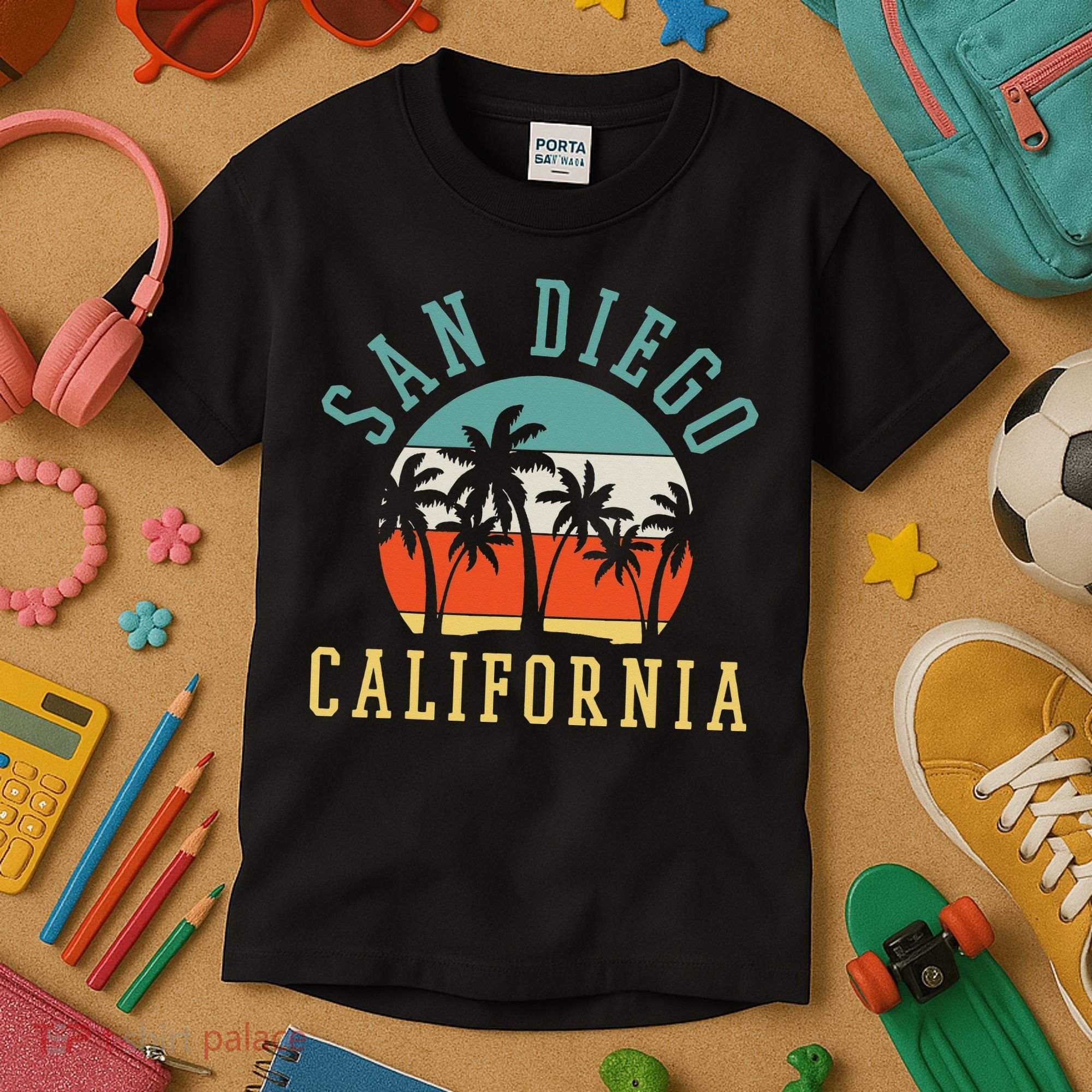 San Diego California Summer Vacation Retro Kids T-Shirt