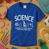 Science Doesn't Care What You Believe In Kids T-Shirt thumb 3