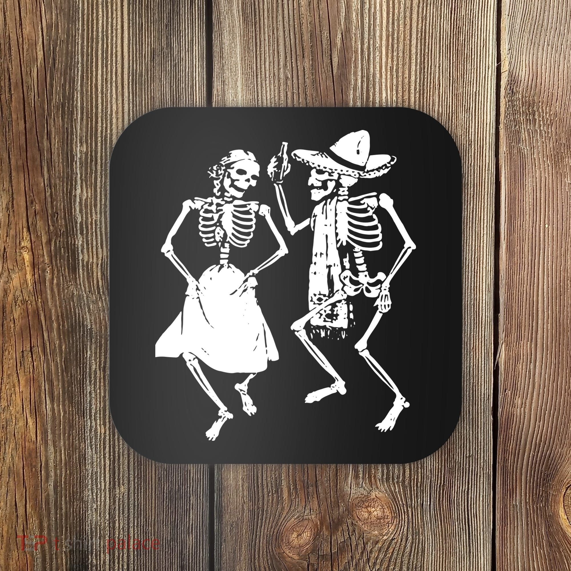 Skeletons Dancing Day Of Dead Dia De Los Muertos Halloween Party Skeleton Coaster