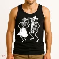 Skeletons Dancing Day Of Dead Dia De Los Muertos Halloween Party Skeleton Tank Top thumb 3