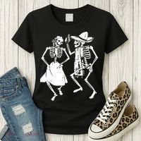 Skeletons Dancing Day Of Dead Dia De Los Muertos Halloween Party Skeleton Women's T-Shirt thumb 3
