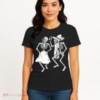 Skeletons Dancing Day Of Dead Dia De Los Muertos Halloween Party Skeleton Women's T-Shirt thumb 4