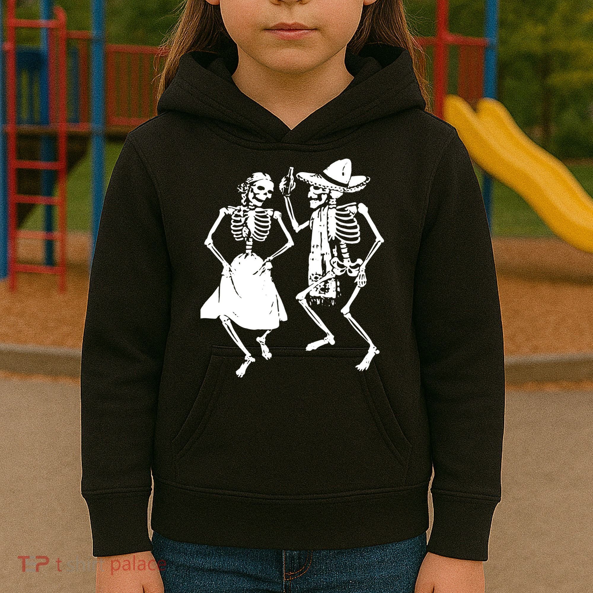 Skeletons Dancing Day Of Dead Dia De Los Muertos Halloween Party Skeleton Kids Hoodie