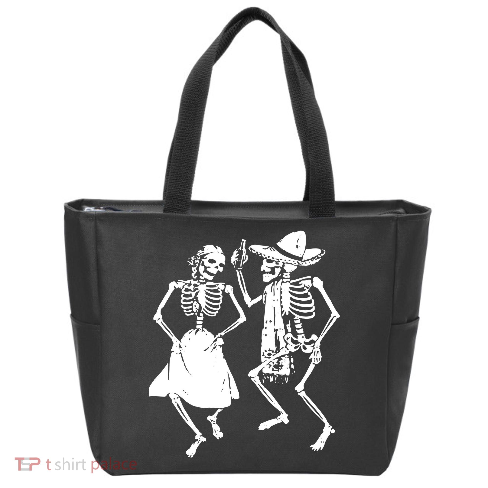 Skeletons Dancing Day Of Dead Dia De Los Muertos Halloween Party Skeleton Tote Bag