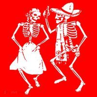 Skeletons Dancing Day Of Dead Dia De Los Muertos Halloween Party Skeleton Santa Hat thumb 1