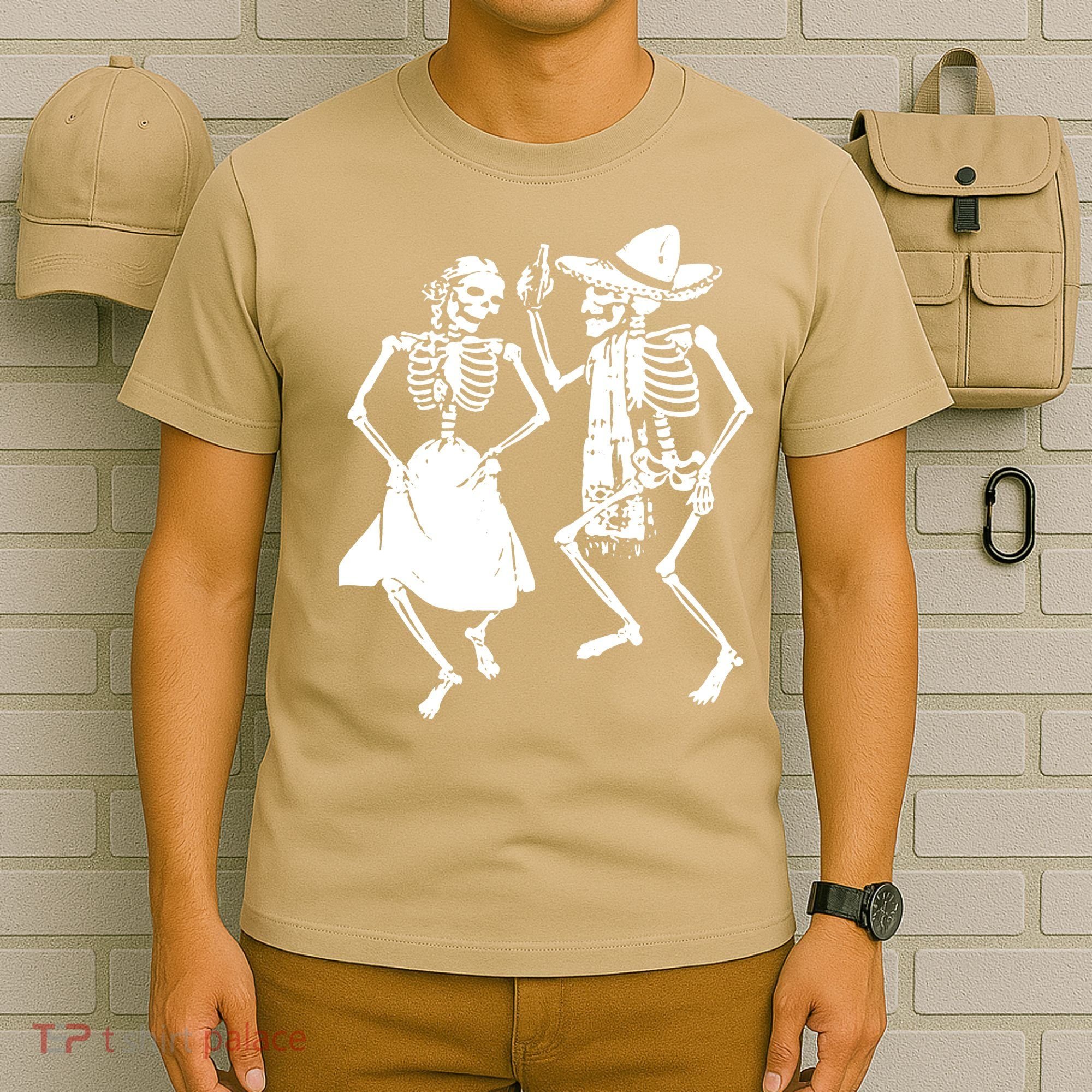 Skeletons Dancing Day Of Dead Dia De Los Muertos Halloween Party Skeleton T-Shirt
