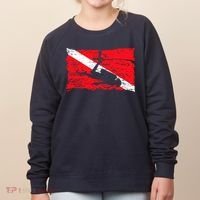 Scuba Diving Diver Down Flag Awesome Marine Diver Dive Gift Women's Sweatshirt thumb 0