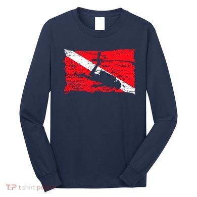 Scuba Diving Diver Down Flag Awesome Marine Diver Dive Gift Long Sleeve Shirt