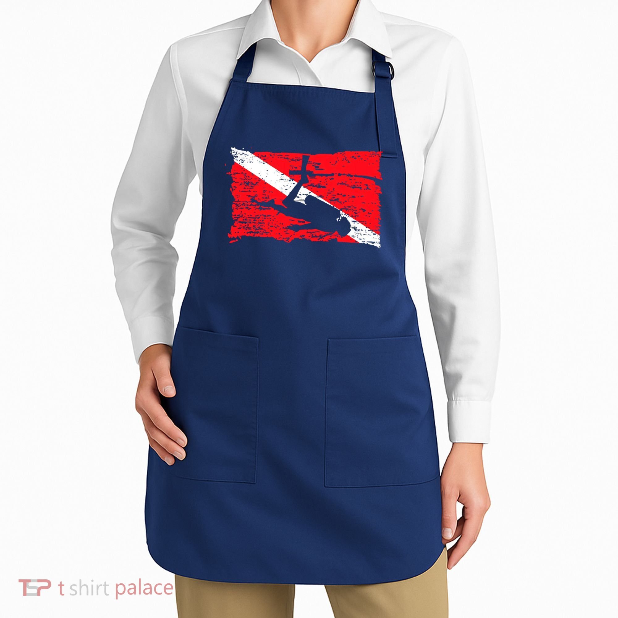 Scuba Diving Diver Down Flag Awesome Marine Diver Dive Gift Apron