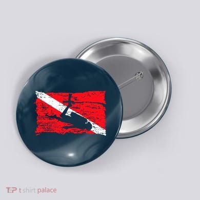 Scuba Diving Diver Down Flag Awesome Marine Diver Dive Gift Button