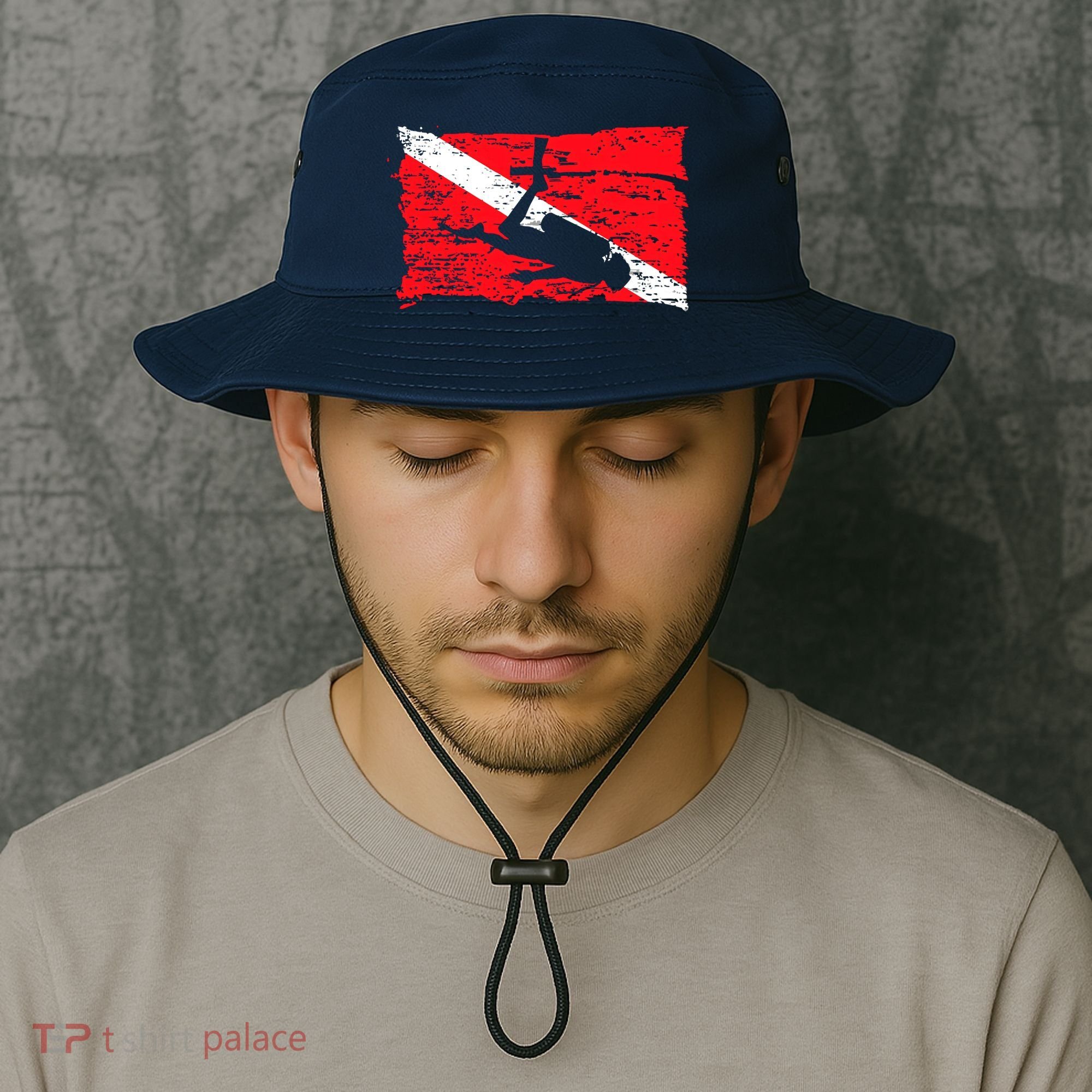 Scuba Diving Diver Down Flag Awesome Marine Diver Dive Gift Bucket Hat