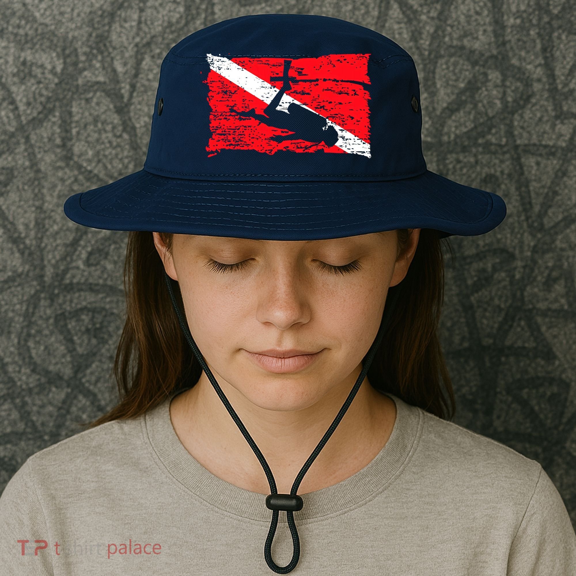 Scuba Diving Diver Down Flag Awesome Marine Diver Dive Gift Bucket Hat