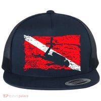 Scuba Diving Diver Down Flag Awesome Marine Diver Dive Gift Flat Bill Trucker Hat thumb 0