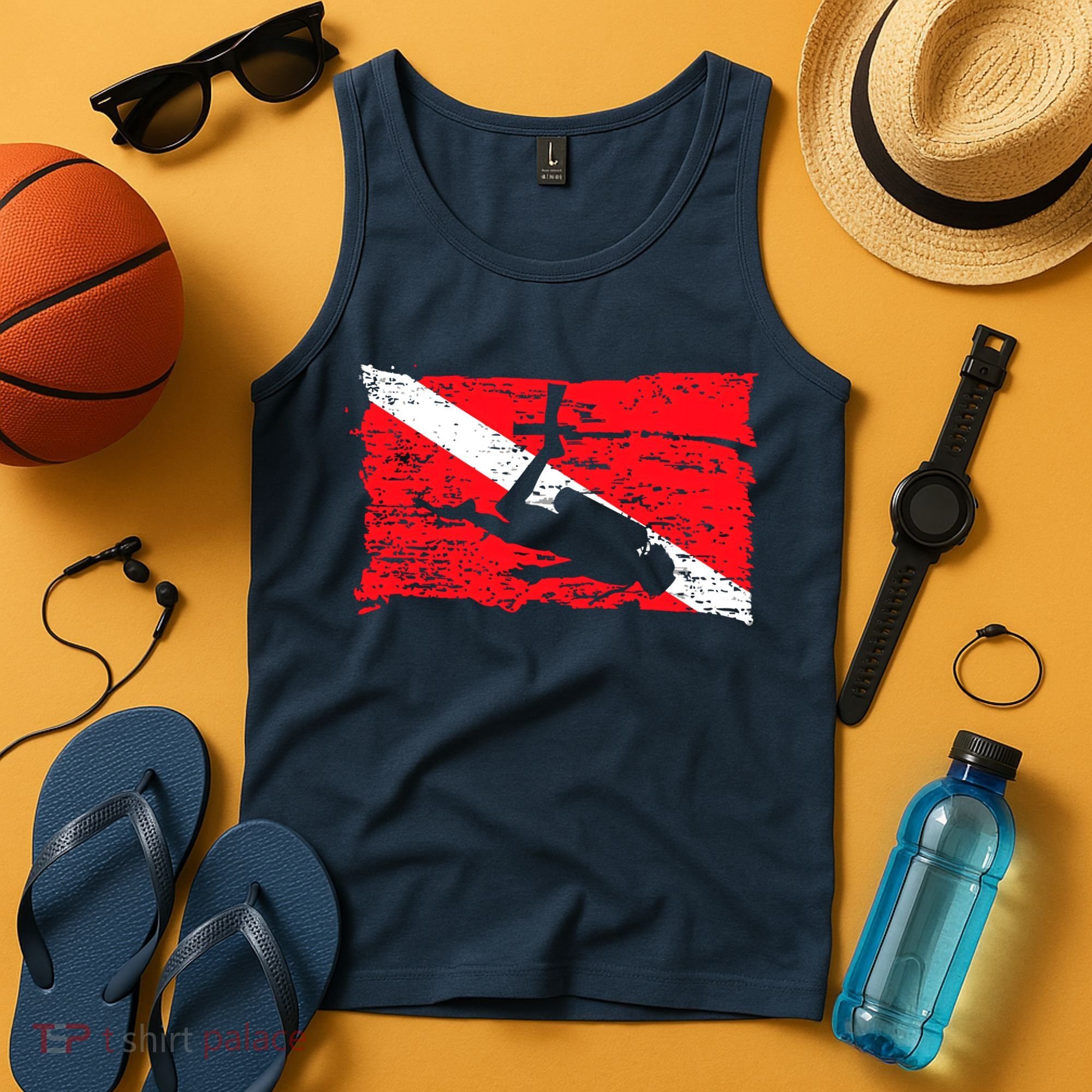 Scuba Diving Diver Down Flag Awesome Marine Diver Dive Gift Tank Top