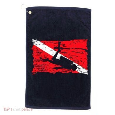 Scuba Diving Diver Down Flag Awesome Marine Diver Dive Gift Golf Towel