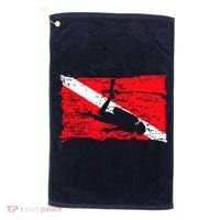 Scuba Diving Diver Down Flag Awesome Marine Diver Dive Gift Golf Towel thumb 0
