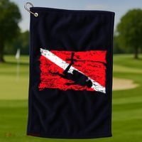 Scuba Diving Diver Down Flag Awesome Marine Diver Dive Gift Golf Towel thumb 1