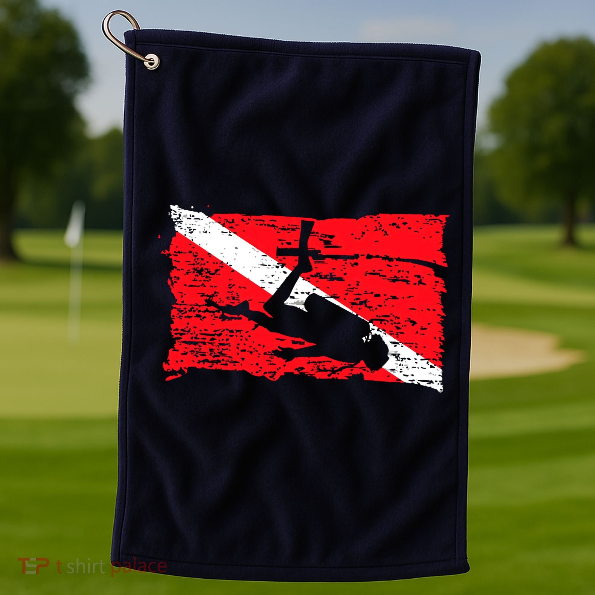 Scuba Diving Diver Down Flag Awesome Marine Diver Dive Gift Golf Towel