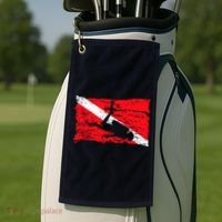 Scuba Diving Diver Down Flag Awesome Marine Diver Dive Gift Golf Towel thumb 2