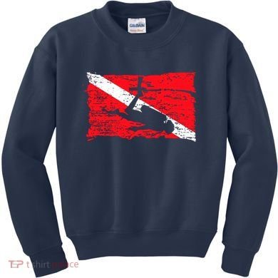 Scuba Diving Diver Down Flag Awesome Marine Diver Dive Gift Kids Sweatshirt