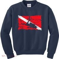 Scuba Diving Diver Down Flag Awesome Marine Diver Dive Gift Kids Sweatshirt thumb 0