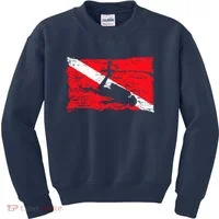 Scuba Diving Diver Down Flag Awesome Marine Diver Dive Gift Kids Sweatshirt thumb 0