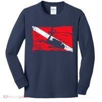 Scuba Diving Diver Down Flag Awesome Marine Diver Dive Gift Kids Long Sleeve Shirt thumb 0