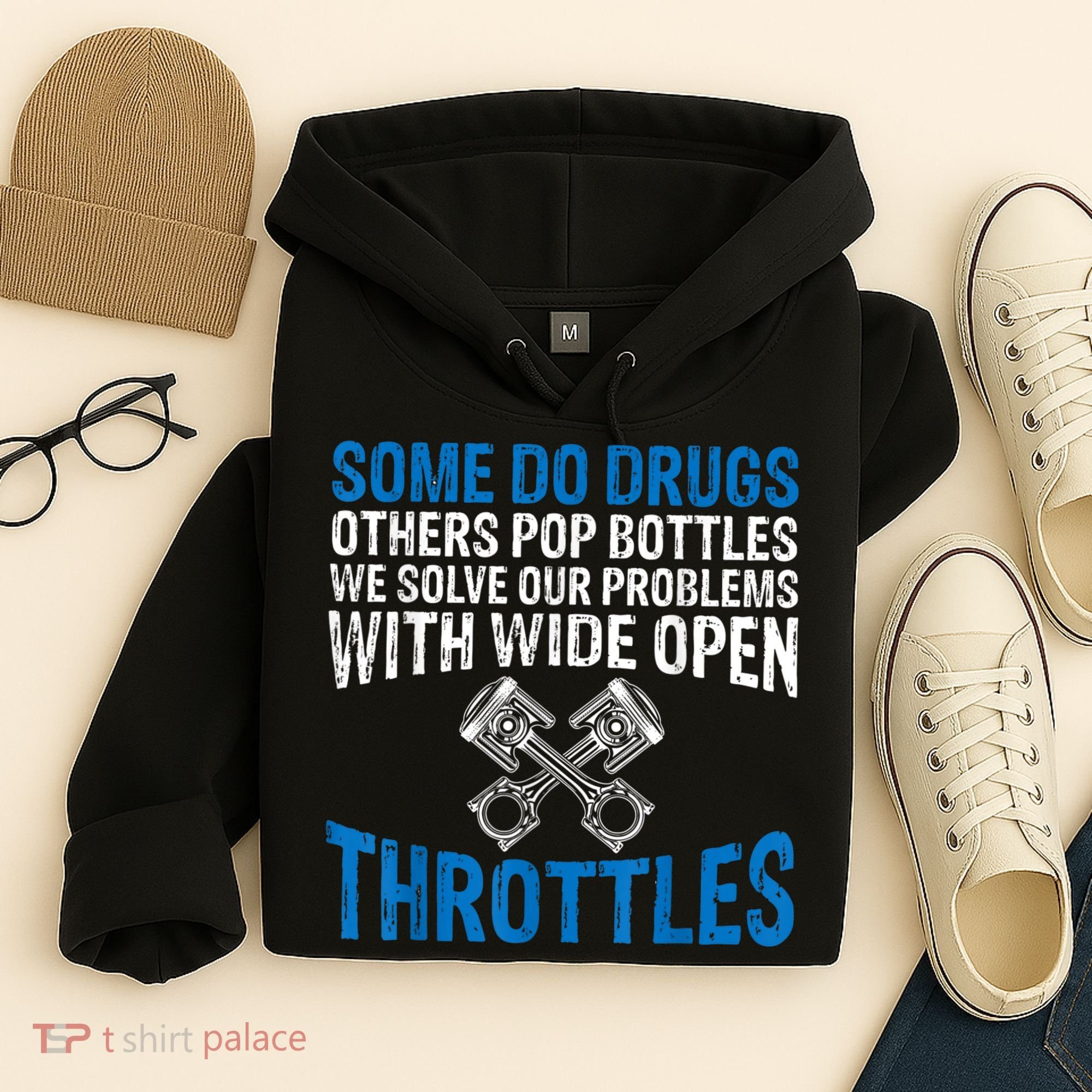 Some Do Drugs Other Pop BOTTLES Funny Mechanic Hoodie