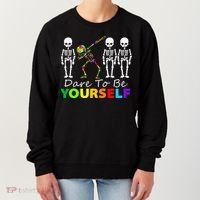 Skeleton Dabbing Dare To Be Yourself Funny Autism Women's Sweatshirt thumb 0