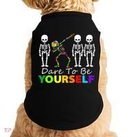 Skeleton Dabbing Dare To Be Yourself Funny Autism Doggie Tank thumb 0
