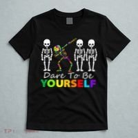 Skeleton Dabbing Dare To Be Yourself Funny Autism T-Shirt thumb 5