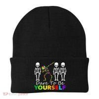 Skeleton Dabbing Dare To Be Yourself Funny Autism Beanie thumb 0