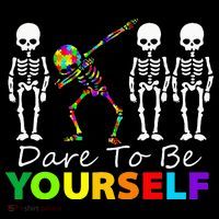 Skeleton Dabbing Dare To Be Yourself Funny Autism Women's Hoodie thumb 2