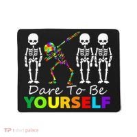 Skeleton Dabbing Dare To Be Yourself Funny Autism Mousepad thumb 0